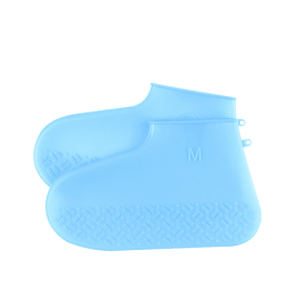 Men and women hiking slip wearable easy to carry silicone rain boots (Option: Light Blue-M)