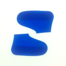 Men and women hiking slip wearable easy to carry silicone rain boots (Option: blue-L)